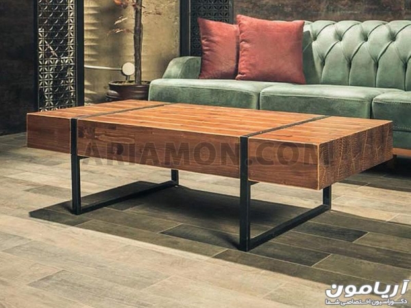 میز جلو مبلی چوبی فلزی