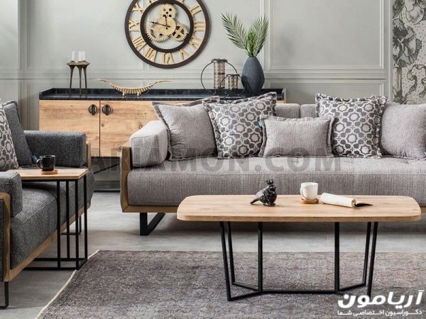 میز جلو مبلی چوب و فلز