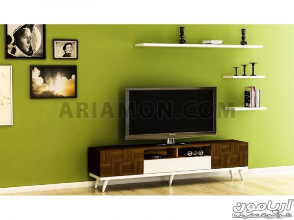 میز تلویزیون سفید چوبی