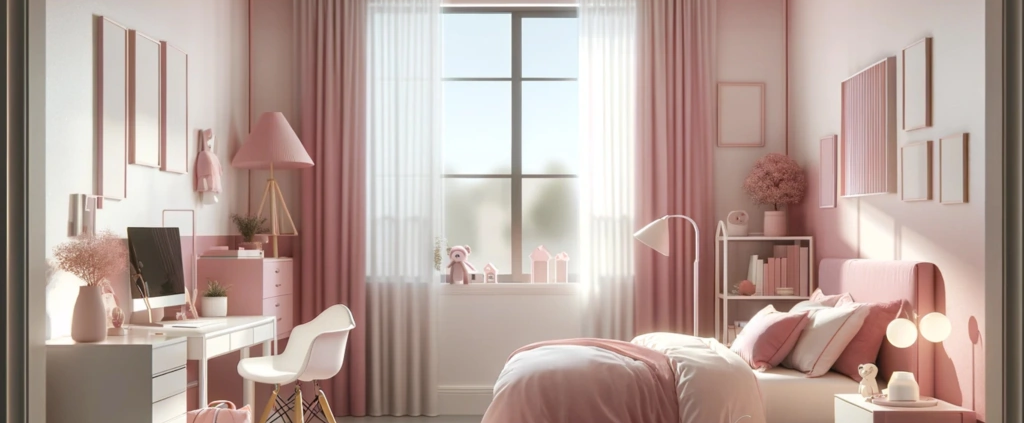 شکلی از اتاق خواب دخترانه صورتی