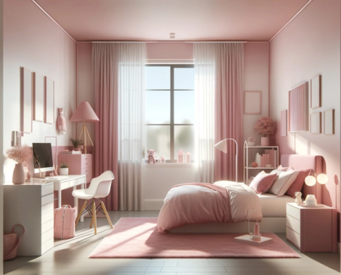 شکلی از اتاق خواب دخترانه صورتی