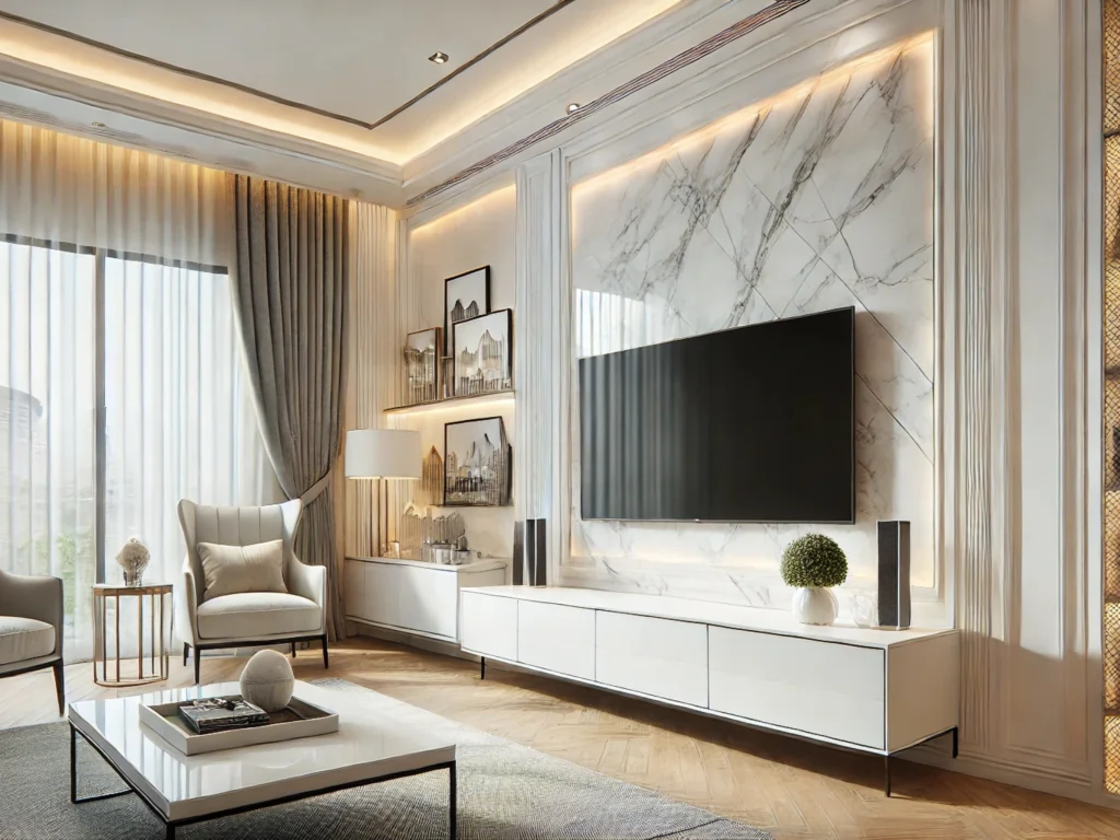 تی وی وال سفید ساده 