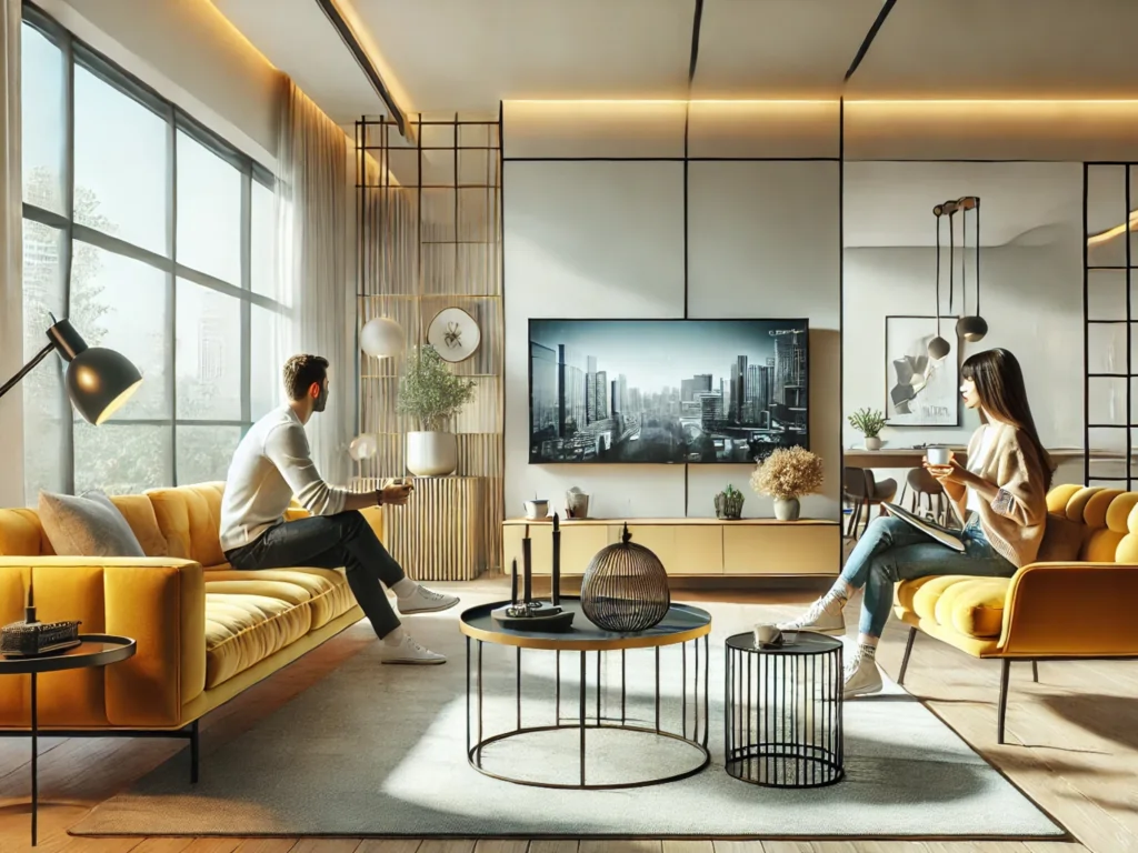 دکوراسیون اتاق نشیمن زرد