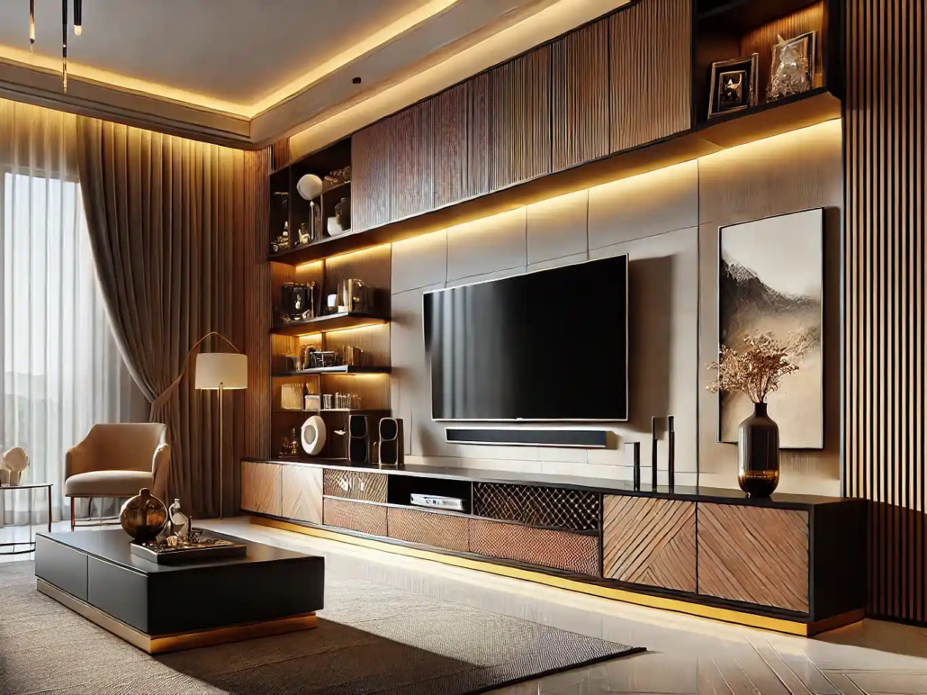 میز تلویزیون ام دی اف طرح چوب