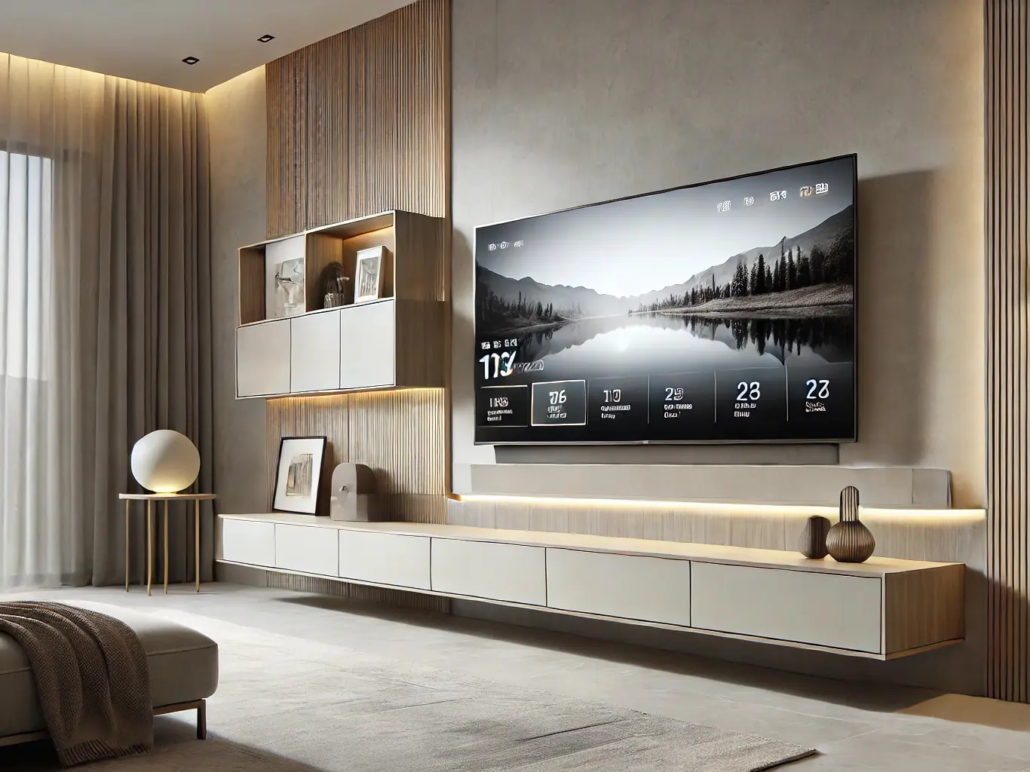 میز تلویزیون دیواری سفید ساده