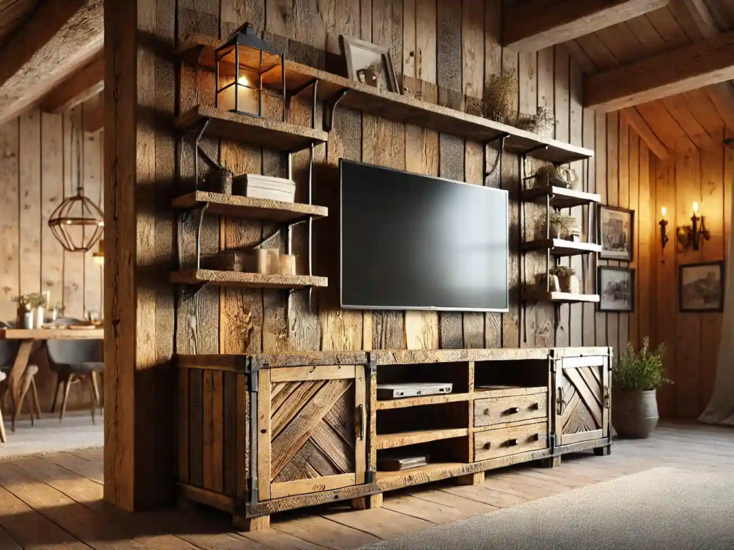 میز تلویزیون طرح چوب سبک روستیک