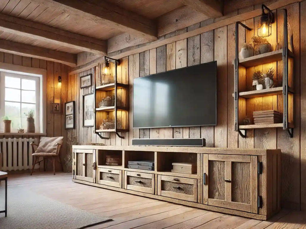 میز تلویزیون طرح چوب سبک روستیک