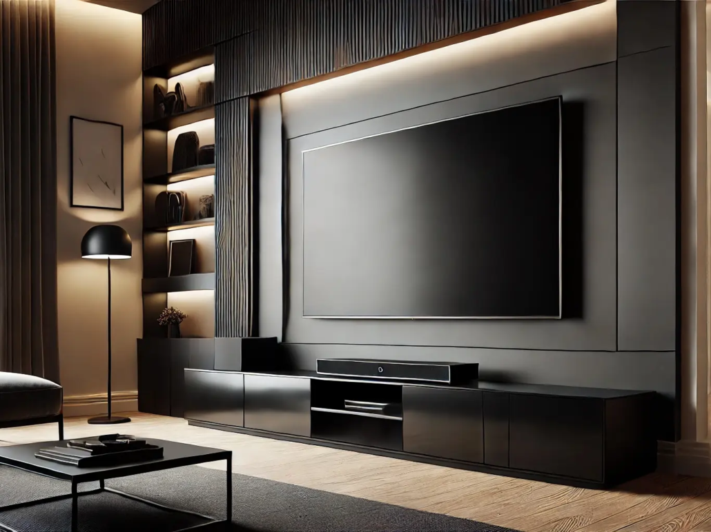 میز تلویزیون مشکی مدرن با چوب ترمو مشکی